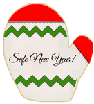 Holiday - Safe New Year Mitten Red and Green