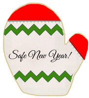 Holiday - Safe New Year Mitten Red and Green