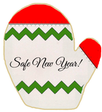 Holiday - Safe New Year Mitten Red and Green