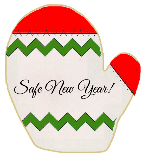 Holiday - Safe New Year Mitten Red and Green