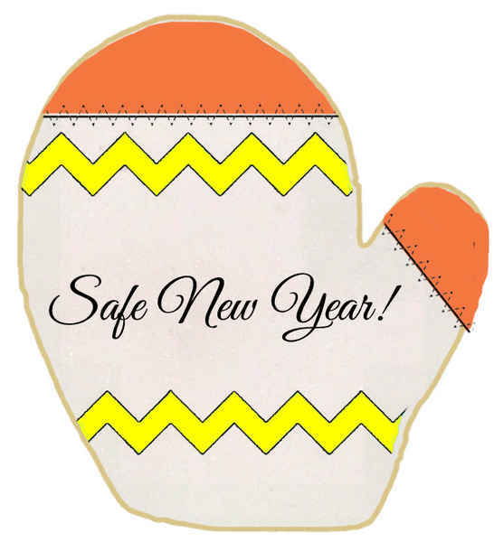Holiday - Safe New Year Mitten Orange and Yellow
